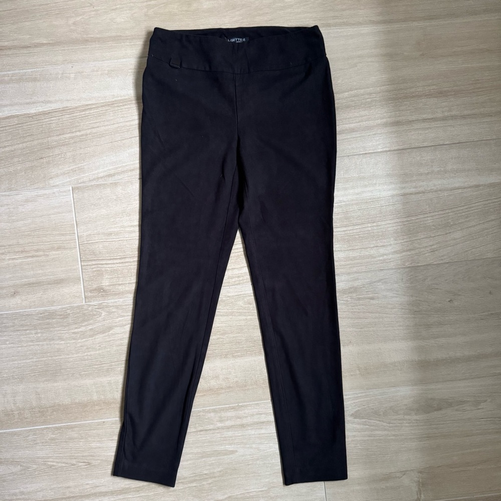 Lisette Black Suede Slim Fit Pants 8